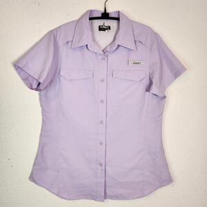 Habit Outdoor Lavender Short Sleeve Vented Button-Up Shirt, Size M
